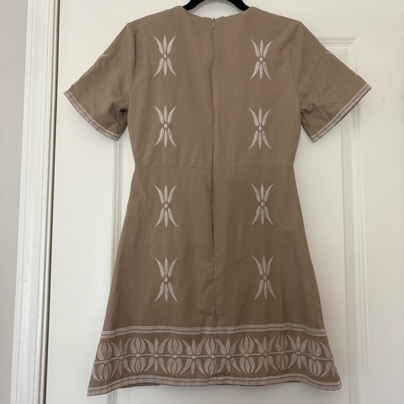 Zara Women’s Beige Embroidered Linen Blend Mini Dress - Picture 9 of 10
